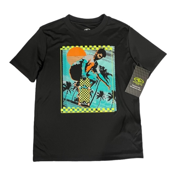 Athletic Works Boy Size M 8 T Shirt Kids Skateboarding Graphic Skateboard - Picture 1 of 9